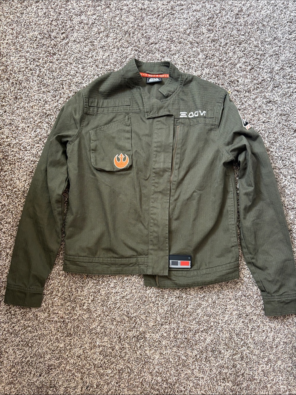 Star Wars Olive Green Resistance Jacket with Orange Rebel Emblem